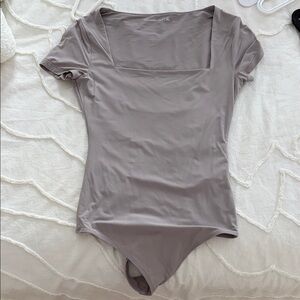 Abercrombie & Fitch Square Neck Bodysuit - Taupe